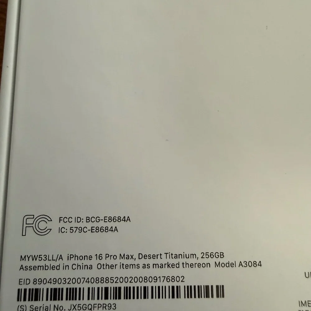 Apple iPhone 16‎ Pro Max Empty Box Desert Titanium 256GB